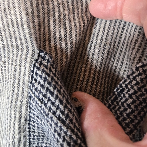 Vtg 90s Flax By Angelheart Striped Linen Button Down Lagenlook Shirt - Picture 6 of 11